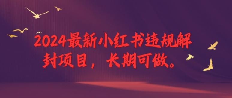 2024最新小红书违规解封项目，长期可做，一个可以做到退休的项目【揭秘】-古龙岛网创