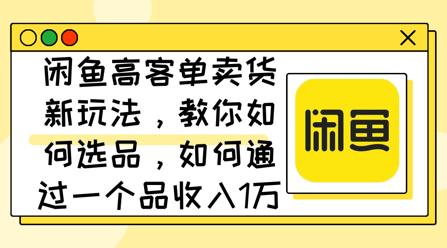 （12387期）闲鱼高客单卖货新玩法，教你如何选品，如何通过一个品收入1万+-古龙岛网创