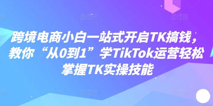 跨境电商小白一站式开启TK搞钱，教你“从0到1”学TikTok运营轻松掌握TK实操技能-古龙岛网创