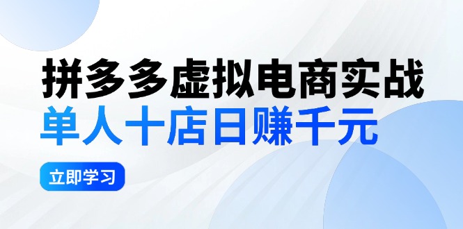 （12326期）拼多多虚拟电商实战：单人10店日赚千元，深耕老项目，稳定盈利不求风口-古龙岛网创