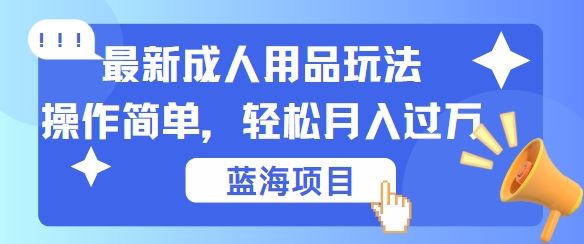 最新成人用品项目玩法，操作简单，动动手，轻松日入几张【揭秘】-古龙岛网创