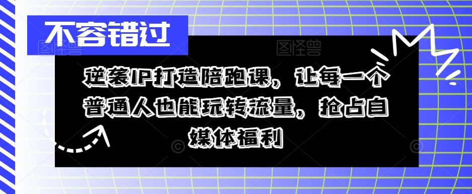 逆袭IP打造陪跑课，让每一个普通人也能玩转流量，抢占自媒体福利-古龙岛网创