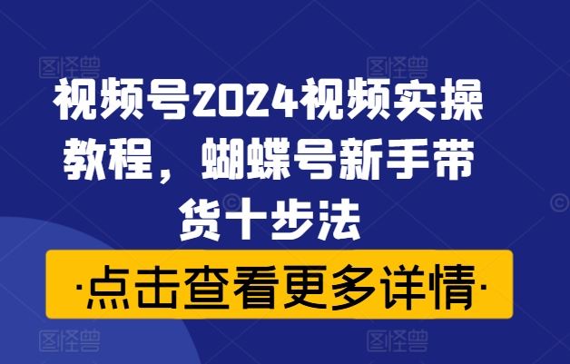 视频号2024视频实操教程，蝴蝶号新手带货十步法-古龙岛网创