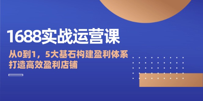 （12482期）1688实战运营课：从0到1，5大基石构建盈利体系，打造高效盈利店铺-古龙岛网创