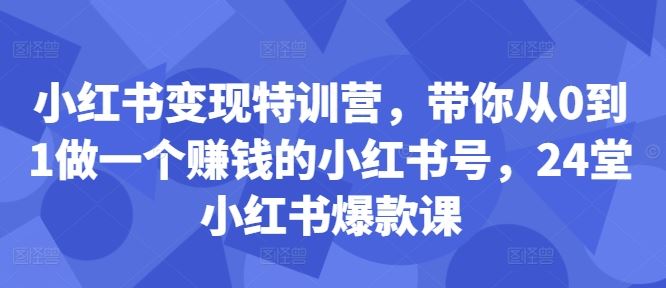 小红书变现特训营，带你从0到1做一个赚钱的小红书号，24堂小红书爆款课-古龙岛网创