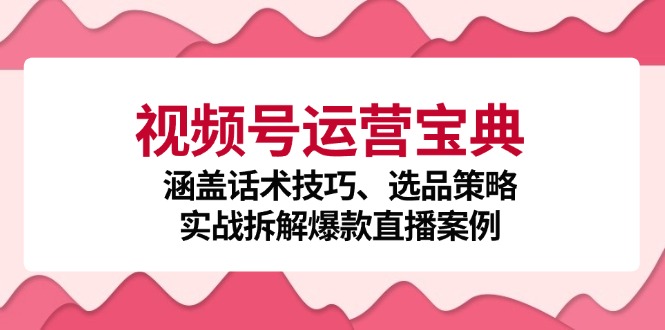 （12808期）视频号运营宝典：涵盖话术技巧、选品策略、实战拆解爆款直播案例-古龙岛网创