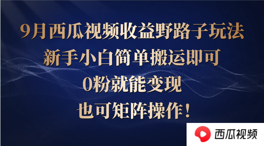（12760期）西瓜视频收益野路子玩法，新手小白简单搬运即可，0粉就能变现，也可矩…-古龙岛网创