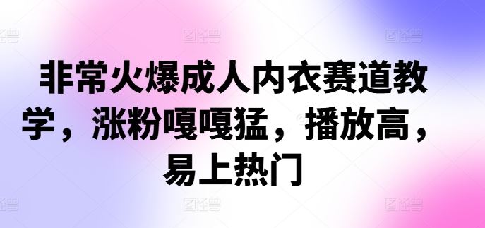 非常火爆成人内衣赛道教学，​涨粉嘎嘎猛，播放高，易上热门-古龙岛网创