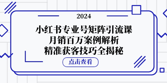 （12943期）小红书专业号矩阵引流课，月销百万案例解析，精准获客技巧全揭秘-古龙岛网创