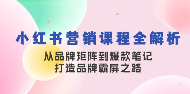 小红书营销课程全解析，从品牌矩阵到爆款笔记，打造品牌霸屏之路-古龙岛网创