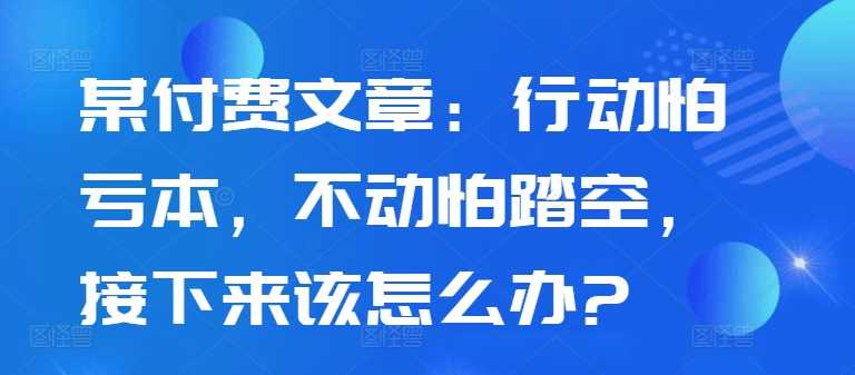 某付费文章：行动怕亏本，不动怕踏空，接下来该怎么办?-古龙岛网创