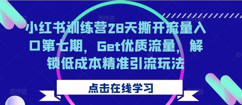 小红书训练营28天撕开流量入口第七期，Get优质流量，解锁低成本精准引流玩法-古龙岛网创