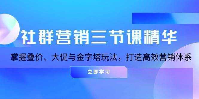 （13431期）社群营销三节课精华：掌握叠价、大促与金字塔玩法，打造高效营销体系-古龙岛网创