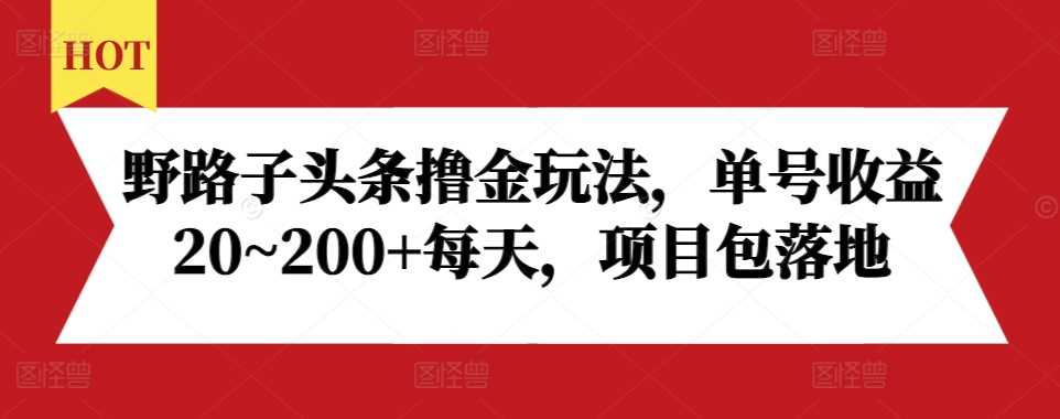 野路子头条撸金玩法,单号收益20~200+每天,项目包落地-古龙岛网创