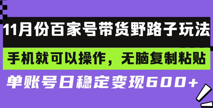（13281期）百家号带货野路子玩法 手机就可以操作，无脑复制粘贴 单账号日稳定变现…-古龙岛网创