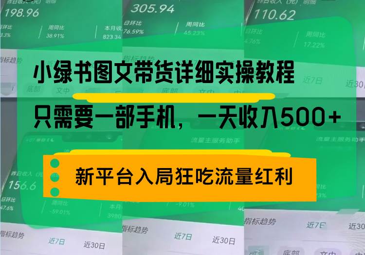 （13509期）小绿书图文带货详细实操教程，只需要一部手机，一天收入500+，轻松变现-古龙岛网创