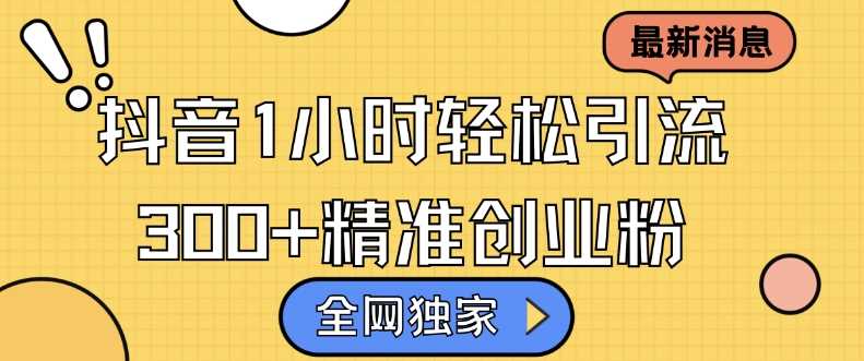 全网独家抖音引流，轻松日引300+精准创业粉【揭秘】-古龙岛网创