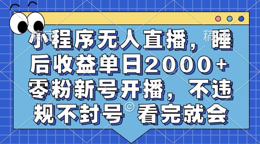 （13251期）小程序无人直播，睡后收益单日2000+ 零粉新号开播，不违规不封号 看完就会-古龙岛网创