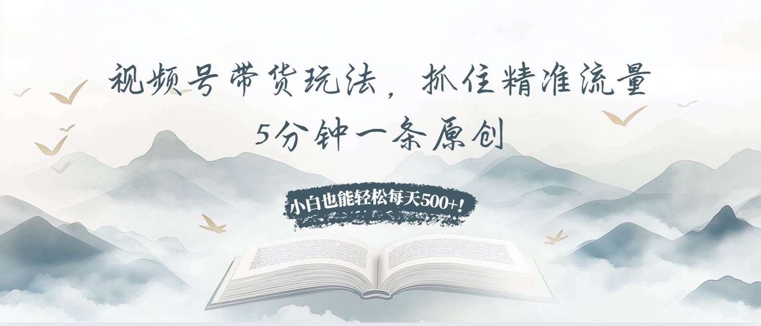 (13492期)视频号带货玩法,抓住精准流量,5分钟一条原创,小白也能轻松每天500+!-古龙岛网创