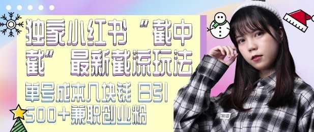 最新小红书截流玩法 独家截中截 单号成本几块钱 日引500+CY粉JZ粉-古龙岛网创