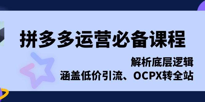 （13700期）拼多多运营必备课程，解析底层逻辑，涵盖低价引流、OCPX转全站-古龙岛网创