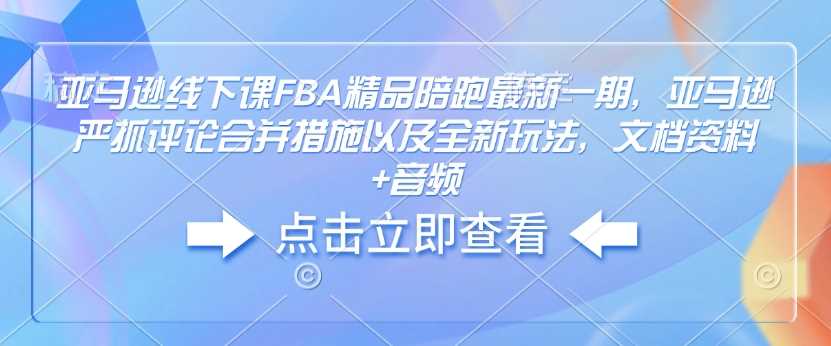 亚马逊线下课FBA精品陪跑最新一期，亚马逊严抓评论合并措施以及全新玩法，文档资料+音频-古龙岛网创