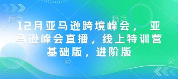 12月亚马逊跨境峰会， 亚马逊峰会直播，线上特训营基础版，进阶版-古龙岛网创
