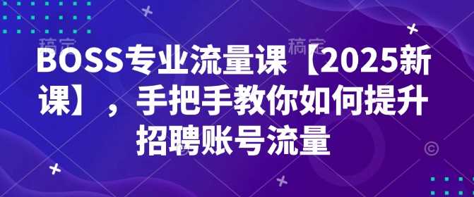 BOSS专业流量课【2025新课】，手把手教你如何提升招聘账号流量-古龙岛网创