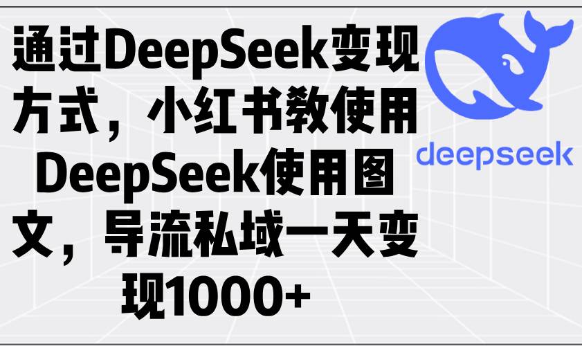 （14179期）通过DeepSeek变现方式，小红书教使用DeepSeek图文，导流私域一天变现1000+-古龙岛网创