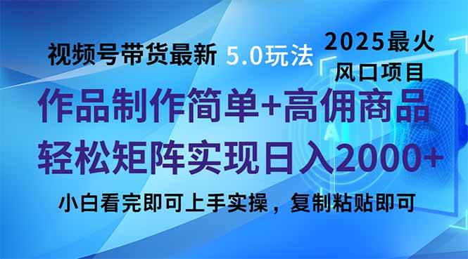 （14191期）视频号带货最新5.0玩法，作品制作简单，当天起号，复制粘贴，轻松矩阵…-古龙岛网创