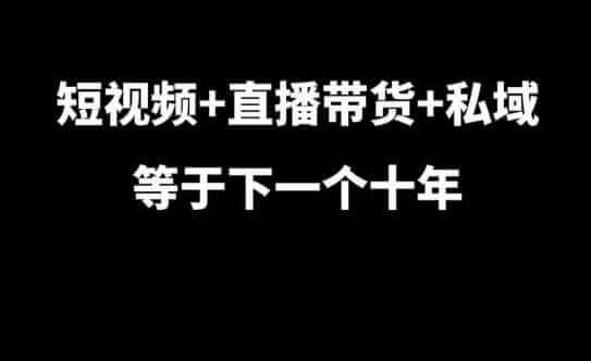 短视频+直播带货+私域等于下一个十年，大佬7年实战经验总结-古龙岛网创