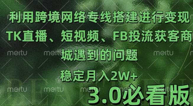 利用跨境电商网络及搭建TK直播、短视频、FB投流获客以及商城遇到的问题进行变现3.0必看版【揭秘】-古龙岛网创