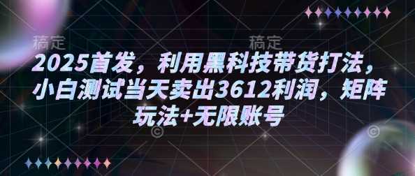 2025首发，利用黑科技带货打法，小白测试当天卖出3612利润，矩阵玩法+无限账号【揭秘】-古龙岛网创