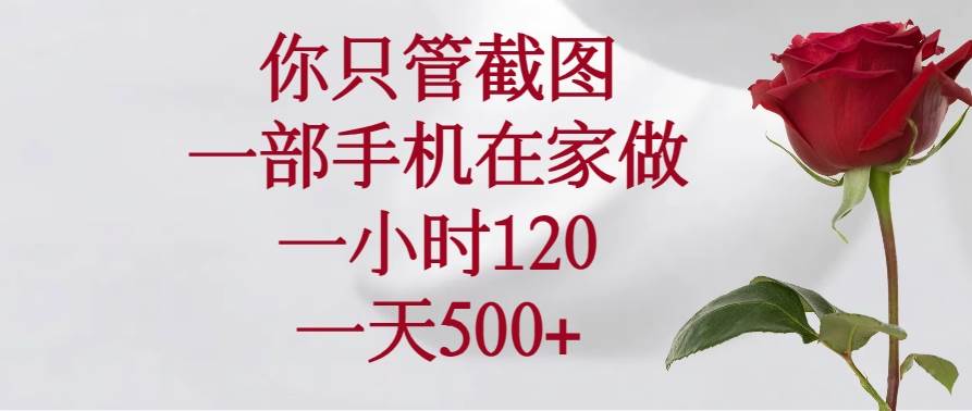 （14248期）你只管截图，一部手机在家做，一小时120，一天500+-古龙岛网创