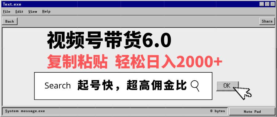 （14325期）视频号带货6.0，轻松日入2000+，起号快，复制粘贴即可，超高佣金比-古龙岛网创