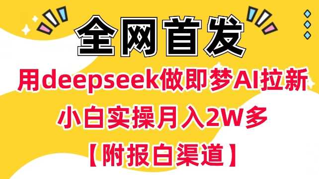 用deepseek做即梦Ai拉新 小白实操月入过W+【附报白渠道】-古龙岛网创