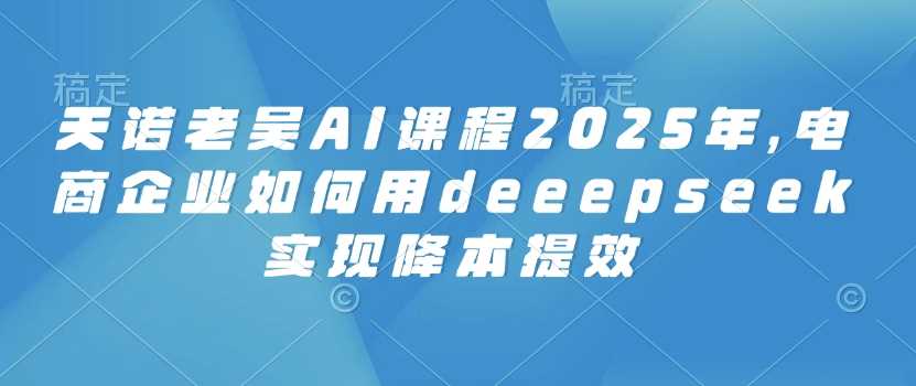 天诺老吴AI课程2025年，电商企业如何用deeepseek实现降本提效-古龙岛网创
