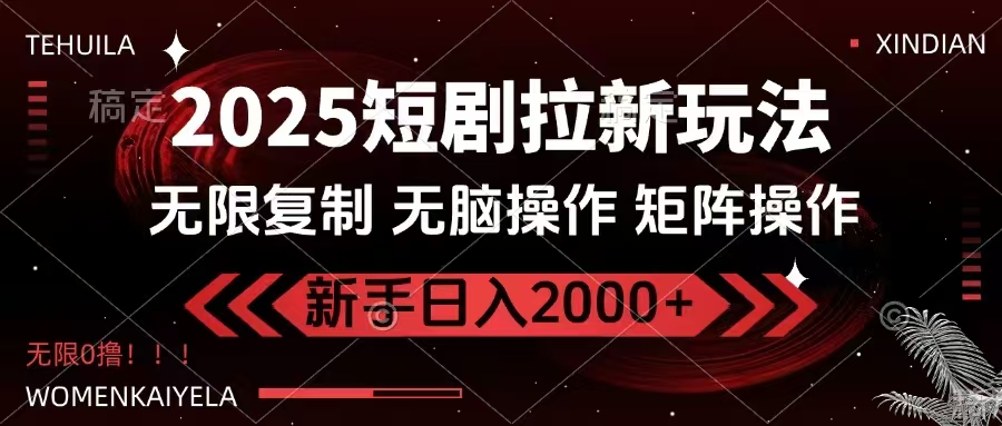 （14429期）2025短剧拉新玩法，无需注册登录，无限0撸，无脑批量操作日入2000+-古龙岛网创