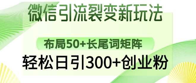 微信引流裂变新玩法：布局50+长尾词矩阵，轻松日引300+创业粉-古龙岛网创
