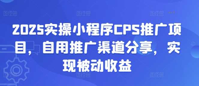 2025实操小程序CPS推广项目,自用推广渠道分享,实现被动收益