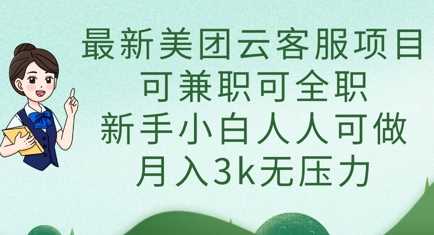 最新美团云客服项目，可兼职可全职，新手小白人人可做，月入3k无压力-古龙岛网创