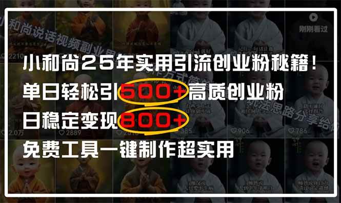 （14436期）小和尚2025年实用引流秘籍！单日轻松引500+高质量创业粉，日变现800+，…-古龙岛网创