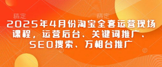 2025年4月份淘宝全套运营现场课程，运营后台、关键词推广、SEO搜索、万相台推广-古龙岛网创