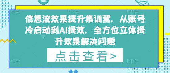 信息流效果提升集训营，从账号冷启动到AI提效，全方位立体提升效果解决问题-古龙岛网创