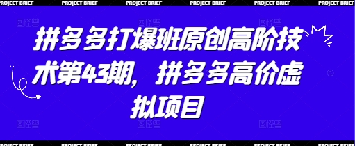 拼多多打爆班原创高阶技术第43期，拼多多高价虚拟项目-古龙岛网创
