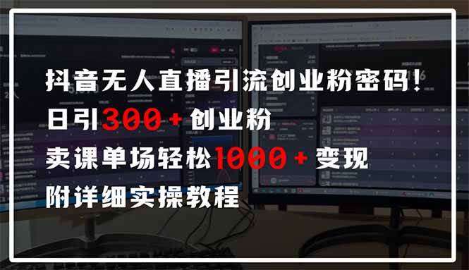 （14564期）抖音无人直播引流密码！日引300+创业粉 单场轻松1000+变现 附详细实操教程-古龙岛网创