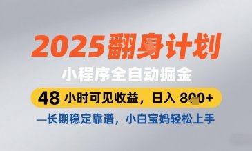 2025小程序全自动掘金，48 小时可见收益，日入8张，长期稳定靠谱，小白宝妈轻松上手【揭秘】-古龙岛网创