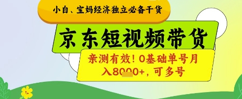 小白宝妈经济独立必备干货，京东短视频带货，亲测有效!0基础单号月入8k+，可多号【揭秘】-古龙岛网创